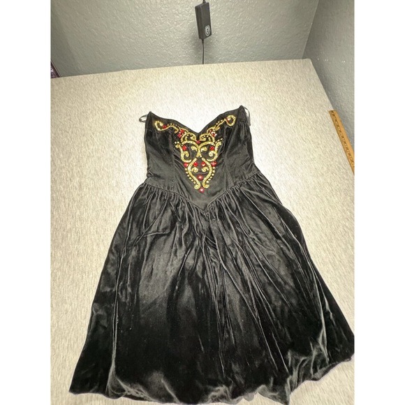 VTG Jessica‎ McClintock Gunne Sax NWT Black Strapless Jeweled Dress Size 7/8 - Picture 3 of 12